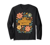 Retro Floreale Positivo Detto Let Kindness Bloom Groovy Maglia a Manica