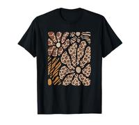 Retro Flower Leopard Print Safari Floral Boho Aesthetic Maglietta