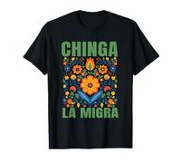 Retro Flowers Chinga La Migra Immigrazione Diritti Umani Maglietta