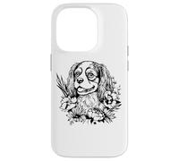 Retro Flowers Floral Cavalier King Charles Spaniel Dog Lover Custodia per iPhone 14 Pro