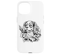 Retro Flowers Floral Cavalier King Charles Spaniel Dog Lover Custodia per iPhone 15