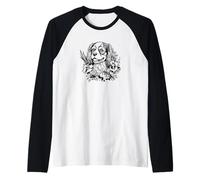 Retro Flowers Floral Cavalier King Charles Spaniel Dog Lover Maglia con Maniche Raglan