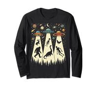 Retro Flying Saucers UFO rapimento con Bigfoot e Criptidi Maglia a Manica