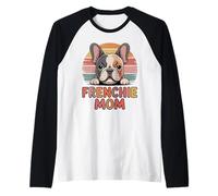 Retro Frenchie Mom French Bulldog Bouledogue Francese Maglia con Maniche Raglan
