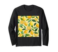 RETRO FRUIT MODELLO LIMONI CON FOGLIE E LIMONI TAGLIATI FRUTTA Maglia a Manica