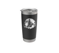 Retro Full Moon & Minimalist Pine Tree Vintage Graphic Bicchiere termico in acciaio inox doppia parete