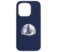 Retro Full Moon & Minimalist Pine Tree Vintage Graphic Custodia per iPhone 15 Pro