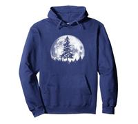 Retro Full Moon & Minimalist Pine Tree Vintage Graphic Felpa con Cappuccio