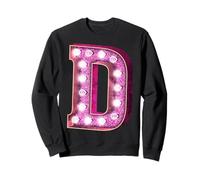 Retro Funky Pink Marquee Lettera D Monogramma Iniziale Felpa