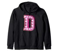 Retro Funky Pink Marquee Lettera D Monogramma Iniziale Felpa con Cappuccio