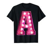 Retro Funky Rosa tendone Lettera A monogramma Iniziale Maglietta