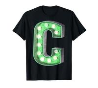 Retro Funky Verde tendone Lettera C Iniziale monogramma Maglietta
