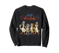 Retro Funny American Animal Shirt Happy 4 July Cane Gatto Oca Felpa