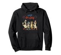 Retro Funny American Animal Shirt Happy 4 July Cane Gatto Oca Felpa con Cappuccio