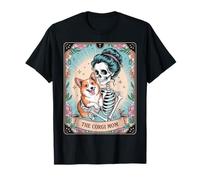 Retro Funny The Corgi Mom Tarot Card Skeleton Halloween Maglietta