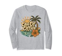 Retro Fuori Ufficio Vacanza Palma Sole Ibisco Fiore Maglia a Manica