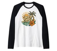 Retro Fuori Ufficio Vacanza Palma Sole Ibisco Fiore Maglia con Maniche Raglan