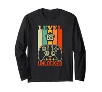 Retro Gamer Level 65 Unlocked 65th Birthday Maglia a Manica