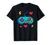 Retro Gamer Love Pixel Hearts 90s Gaming Controller Art Maglietta