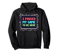 Retro Gamer Pixel Art: Ho Messo in Pausa Il Mio Gioco per Essere Qui Felpa con Cappuccio, Unisex per Adulti, Nero, S