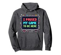 Retro Gamer Pixel Art: Ho Messo in Pausa Il Mio Gioco per Essere Qui Felpa con Cappuccio, Unisex per Adulti, Grigio Scuro, L
