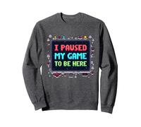 Retro Gamer Pixel Art: Ho Messo in Pausa Il Mio Gioco per Essere Qui Felpa, Unisex per Adulti, Grigio Scuro, L