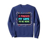 Retro Gamer Pixel Art: Ho Messo in Pausa Il Mio Gioco per Essere Qui Felpa, Unisex per Adulti, Navy, L