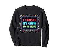 Retro Gamer Pixel Art: Ho Messo in Pausa Il Mio Gioco per Essere Qui Felpa, Unisex per Adulti, Nero, L