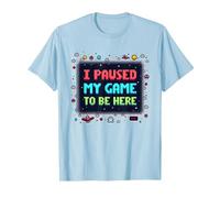 Retro Gamer Pixel Art: Ho Messo in Pausa Il Mio Gioco per Essere Qui Maglietta, Uomo, Celeste, L