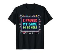 Retro Gamer Pixel Art: Ho Messo in Pausa Il Mio Gioco per Essere Qui Maglietta, Uomo, Nero, 5XL