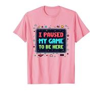 Retro Gamer Pixel Art: Ho Messo in Pausa Il Mio Gioco per Essere Qui Maglietta, Uomo, Rosa, S