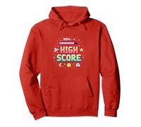 Retro Gaming High Score Pixel Art per Gamer Felpa con Cappuccio, Unisex per Adulti, Rosso, S