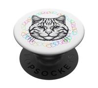 Retrò gatti gatto a forma di cuore 60 cuori, per donne e bambine PopSockets PopGrip Adesivo
