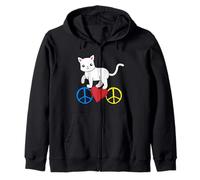 Retro gatto gatto gatto pace cuore cuore animali domestici Felpa con Cappuccio