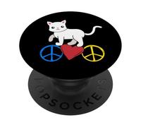 Retro gatto gatto gatto pace cuore cuore animali domestici PopSockets PopGrip Adesivo