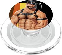 Retro Gay Daddy Pelle Gay Biker - Bear Bearded Gay Pride PopSockets PopGrip per MagSafe