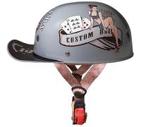 Retro German Style Motorcycle Helmet Baseball Cap Half Helmet Open Face Motorcycle Helmet With ECE Approved, Men Women Half Helmet(7,L(59~60CM))