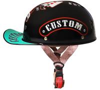 Retro German Style Motorcycle Helmet Baseball Cap Half Helmet Open Face Motorcycle Helmet With ECE Approved, Men Women Half Helmet(2,L(59~60CM))