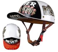 Retro German Style Motorcycle Helmet Baseball Cap Half Helmet Open Face Motorcycle Helmet With ECE Approved, Men Women Half Helmet(8,L(59~60CM))