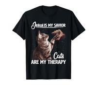 Retro Gesù è il mio salvatore I gatti sono la mia terapia Maglietta