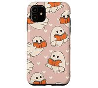Retro Ghost Reading Books Cute Groovy Spooky Beige Orange Custodia per iPhone 11
