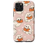 Retro Ghost Reading Books Cute Groovy Spooky Beige Orange Custodia per iPhone 11 Pro