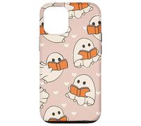 Retro Ghost Reading Books Cute Groovy Spooky Beige Orange Custodia per iPhone 12/12 Pro