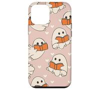 Retro Ghost Reading Books Cute Groovy Spooky Beige Orange Custodia per iPhone 12 mini