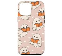 Retro Ghost Reading Books Cute Groovy Spooky Beige Orange Custodia per iPhone 12 Pro Max
