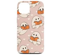 Retro Ghost Reading Books Cute Groovy Spooky Beige Orange Custodia per iPhone 13