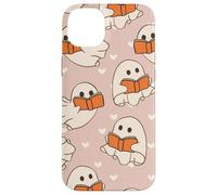 Retro Ghost Reading Books Cute Groovy Spooky Beige Orange Custodia per iPhone 14 Plus