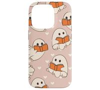 Retro Ghost Reading Books Cute Groovy Spooky Beige Orange Custodia per iPhone 14 Pro