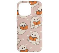 Retro Ghost Reading Books Cute Groovy Spooky Beige Orange Custodia per iPhone 14 Pro Max
