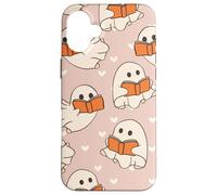 Retro Ghost Reading Books Cute Groovy Spooky Beige Orange Custodia per iPhone 16 Plus